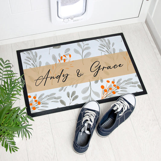 Personalised Botanical Pattern Indoor Doormat