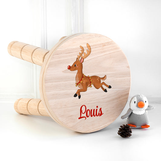 Personalised Christmas Reindeer Wooden Stool