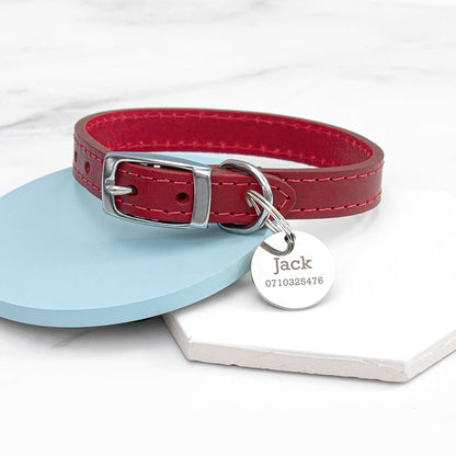 Leather Pet Collar With Personalised Tag