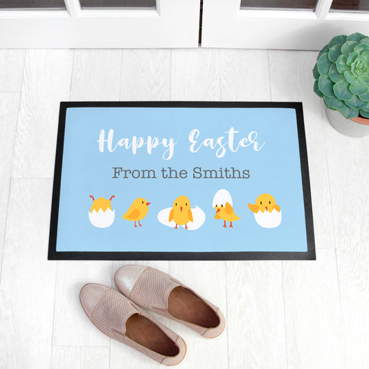 Personalised Easter Chicks Indoor Doormat