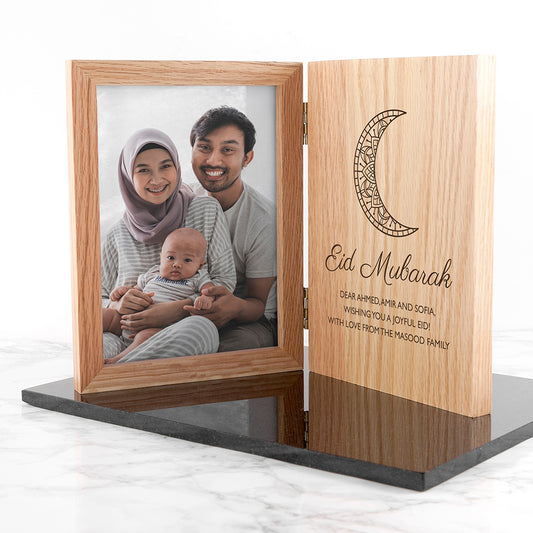 Personalised Eid Mubarak Oak Book Photo Frame