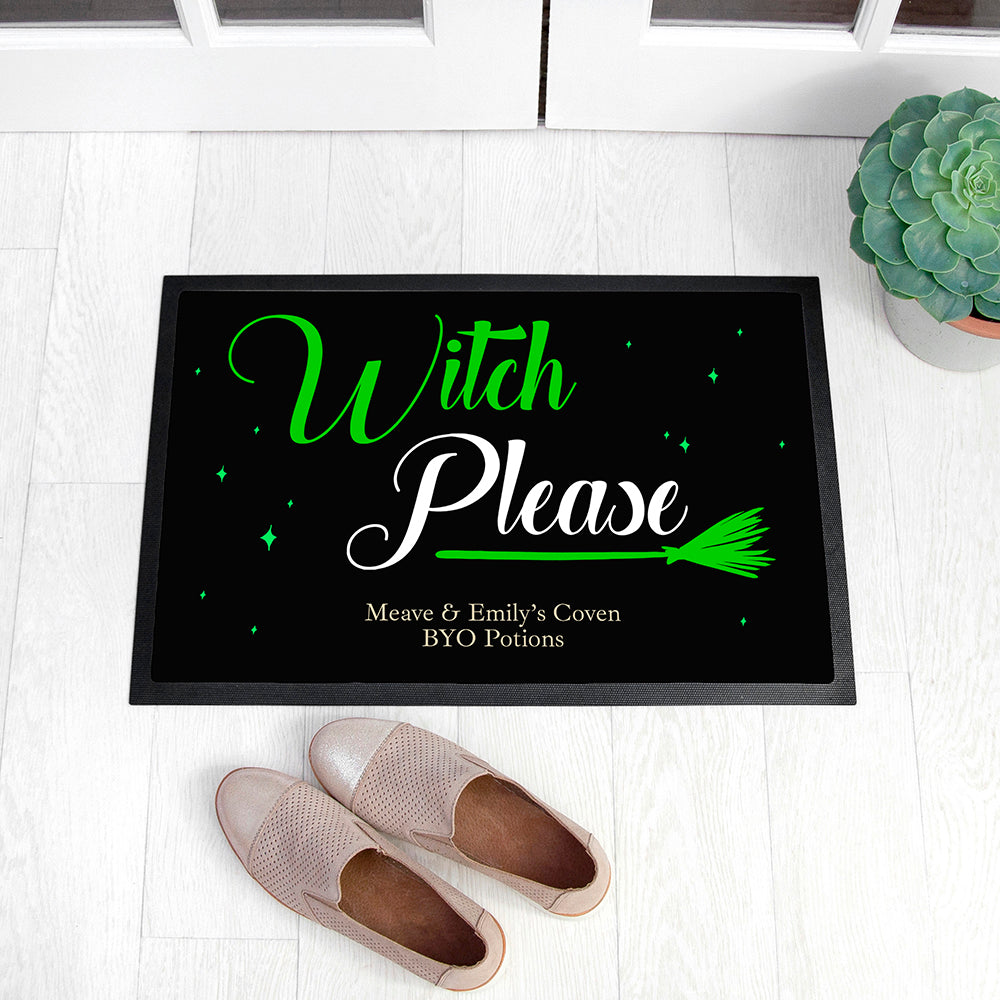 Personalised Halloween Witches Broom Indoor Doormat