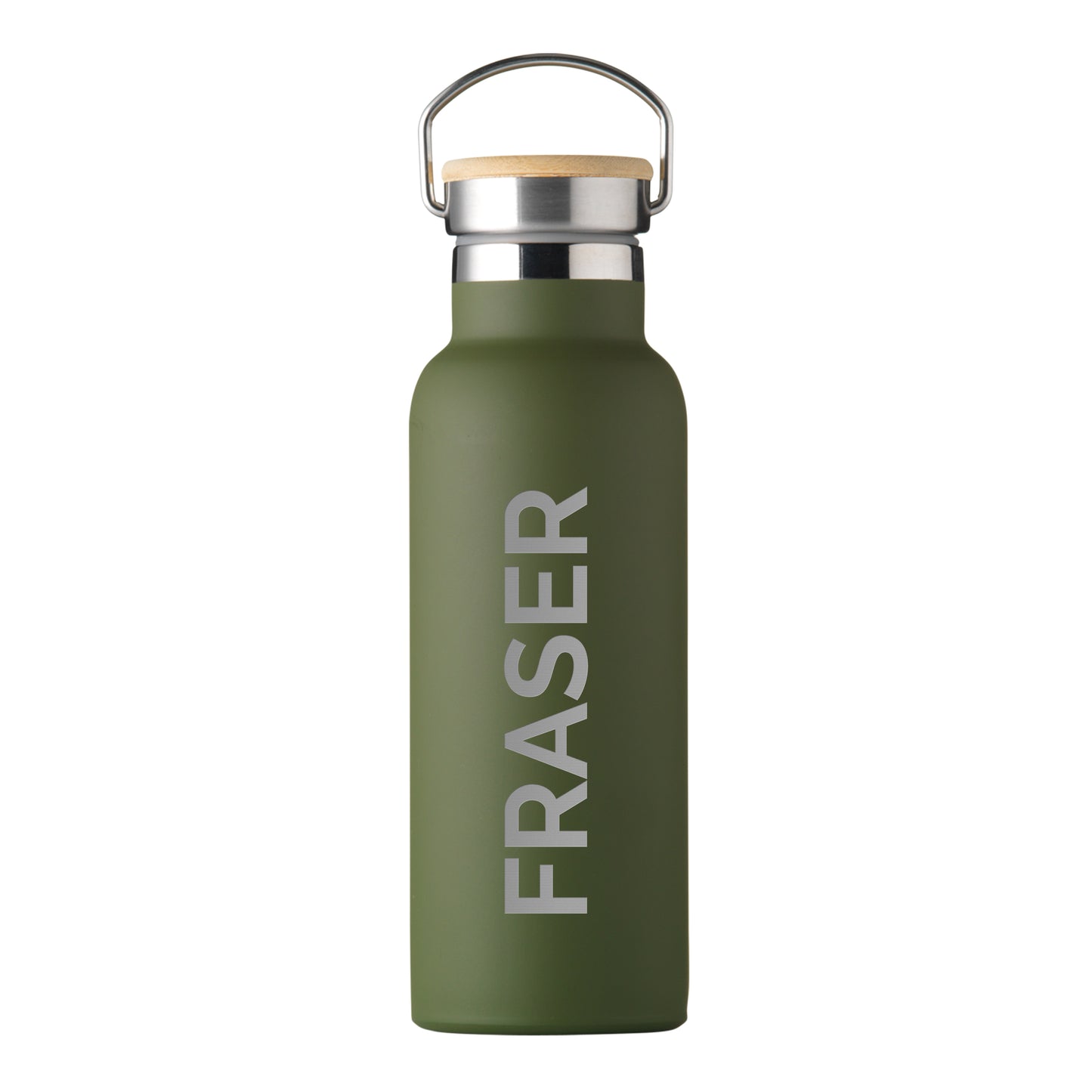Personalised Insulated Bottle 17oz Bamboo Lid  - Side Personalisation