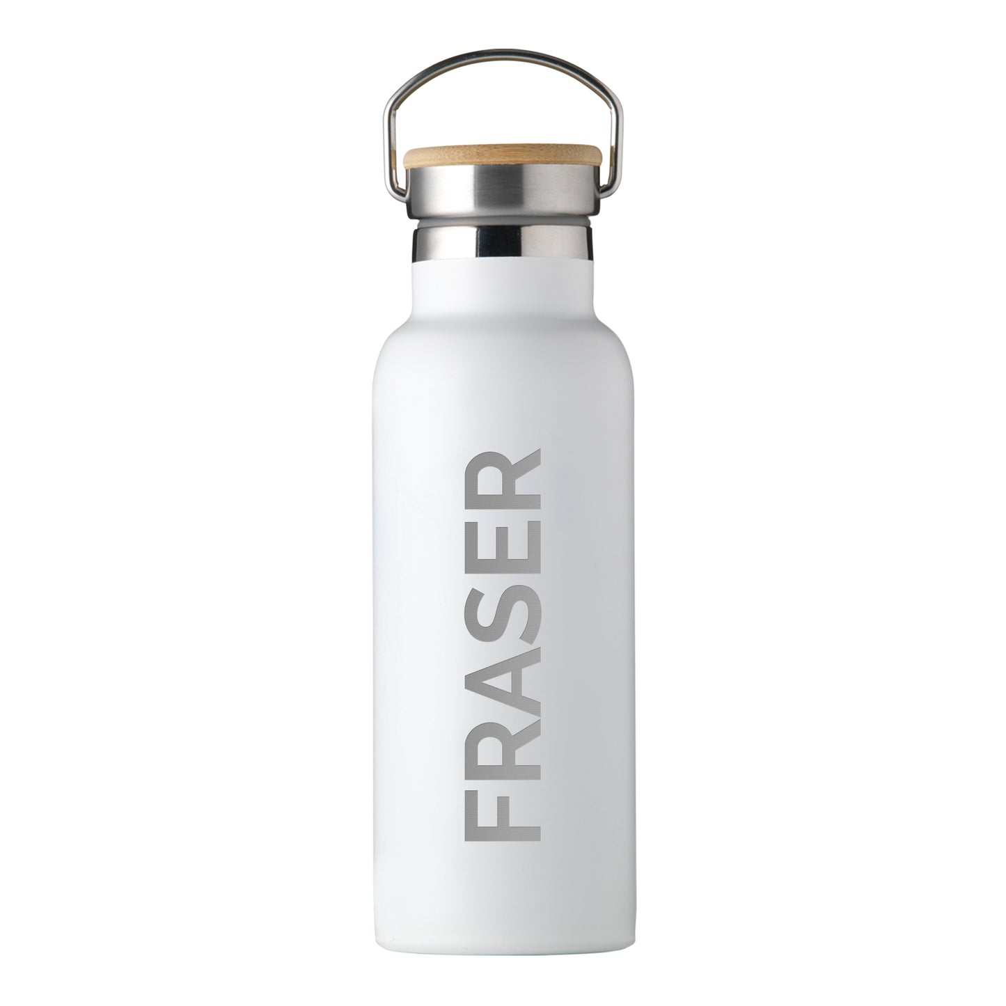 Personalised Insulated Bottle 17oz Bamboo Lid  - Side Personalisation