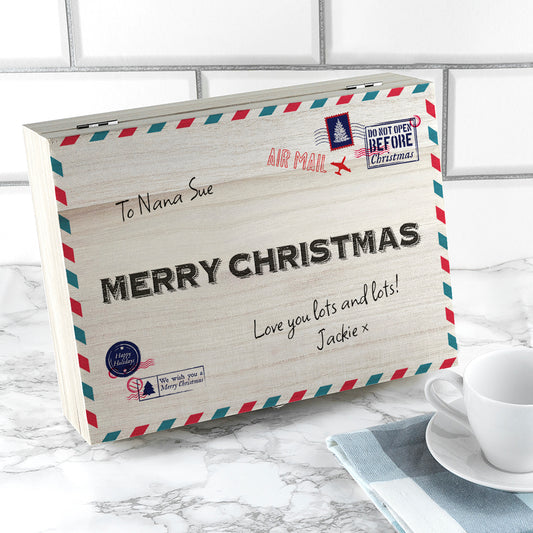 Personalised International Mail Christmas Tea Box