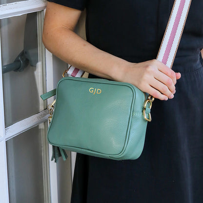 Personalised Leather Bag in Mint