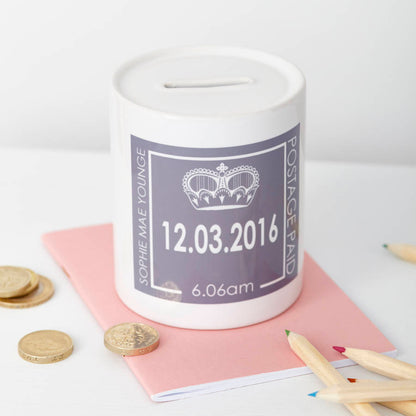 Personalised New Baby Keepsake Money Box