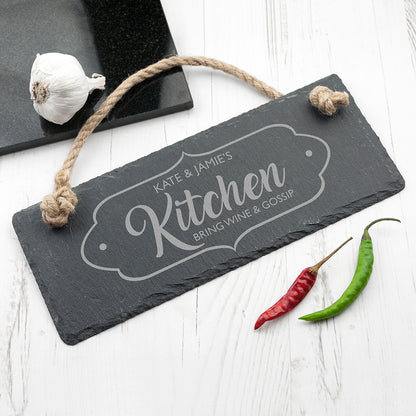 Personalised Our Kitchen Slate Hanging Sign