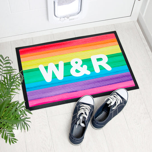 Personalised Rainbow Stripe Doormat