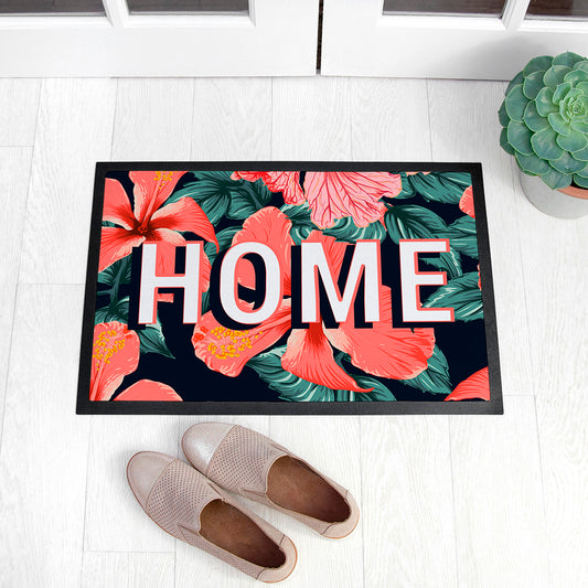 Personalised Tropical Flower Doormat