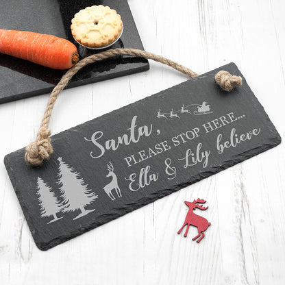 Personalised We Believe Slate Hanging Sign