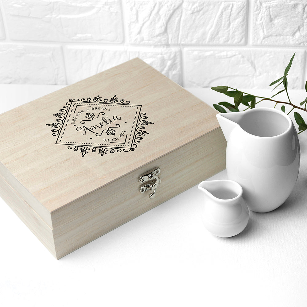 Time For a Break! Blooming Beautiful Personalised Wooden Tea Box