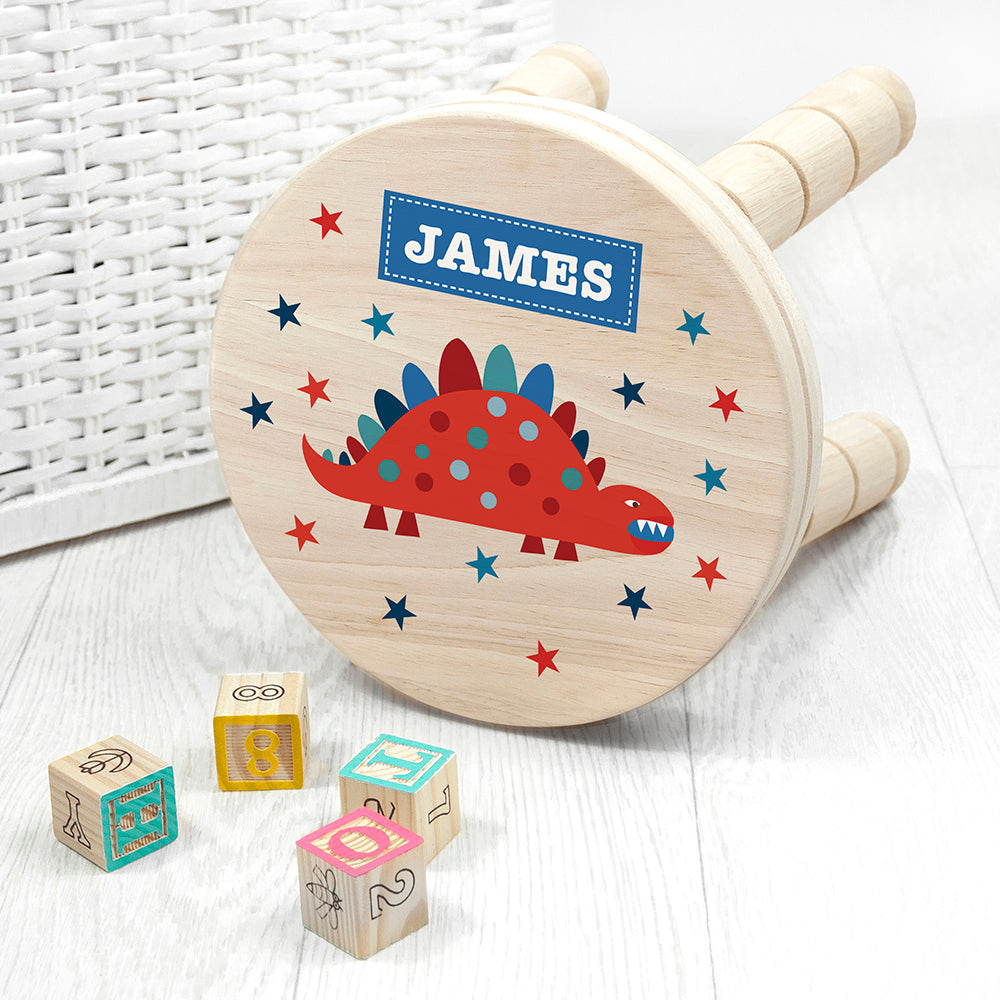 Personalised Kid's Dinosaur Wooden Stool