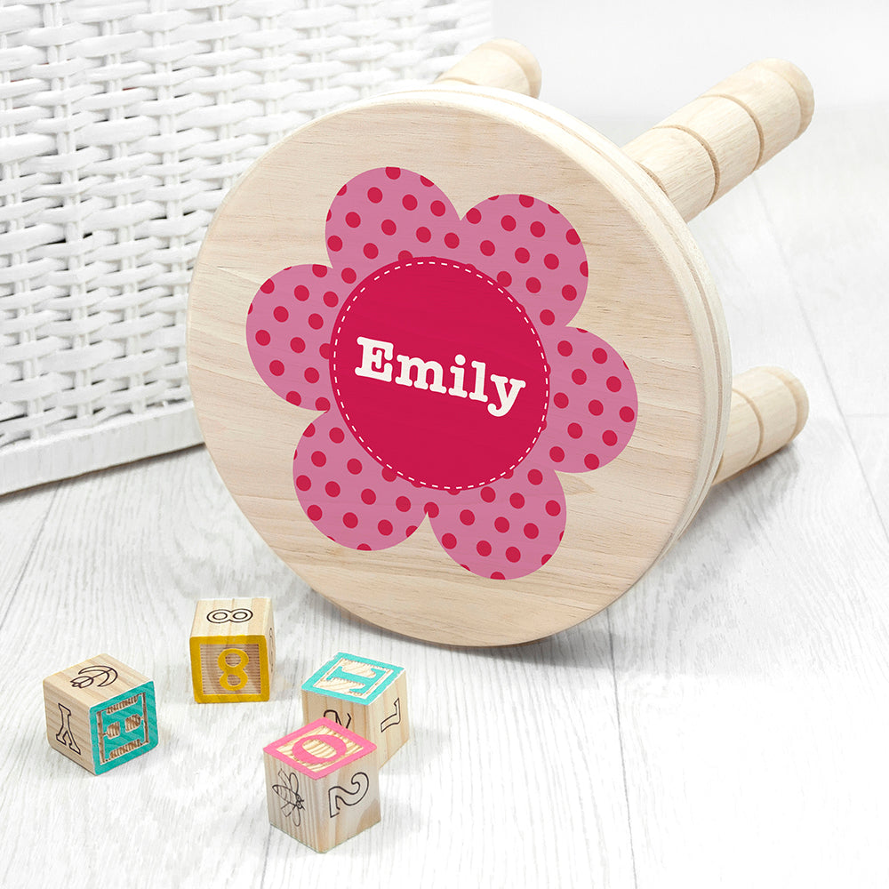 Personalised Kid's Flower Wooden Stool