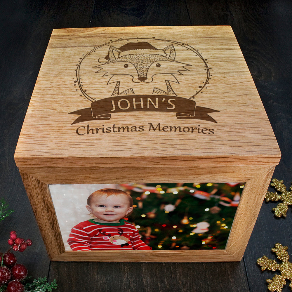 Personalised Woodland Fox Christmas Christmas Memory Box