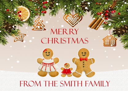 Gingerbread Family Christmas Cards (10 Pack)