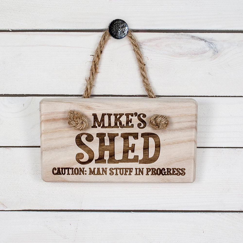 CAUTION: MAN STUFF Personalised Wooden Sign