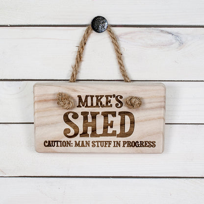 CAUTION: MAN STUFF Personalised Wooden Sign