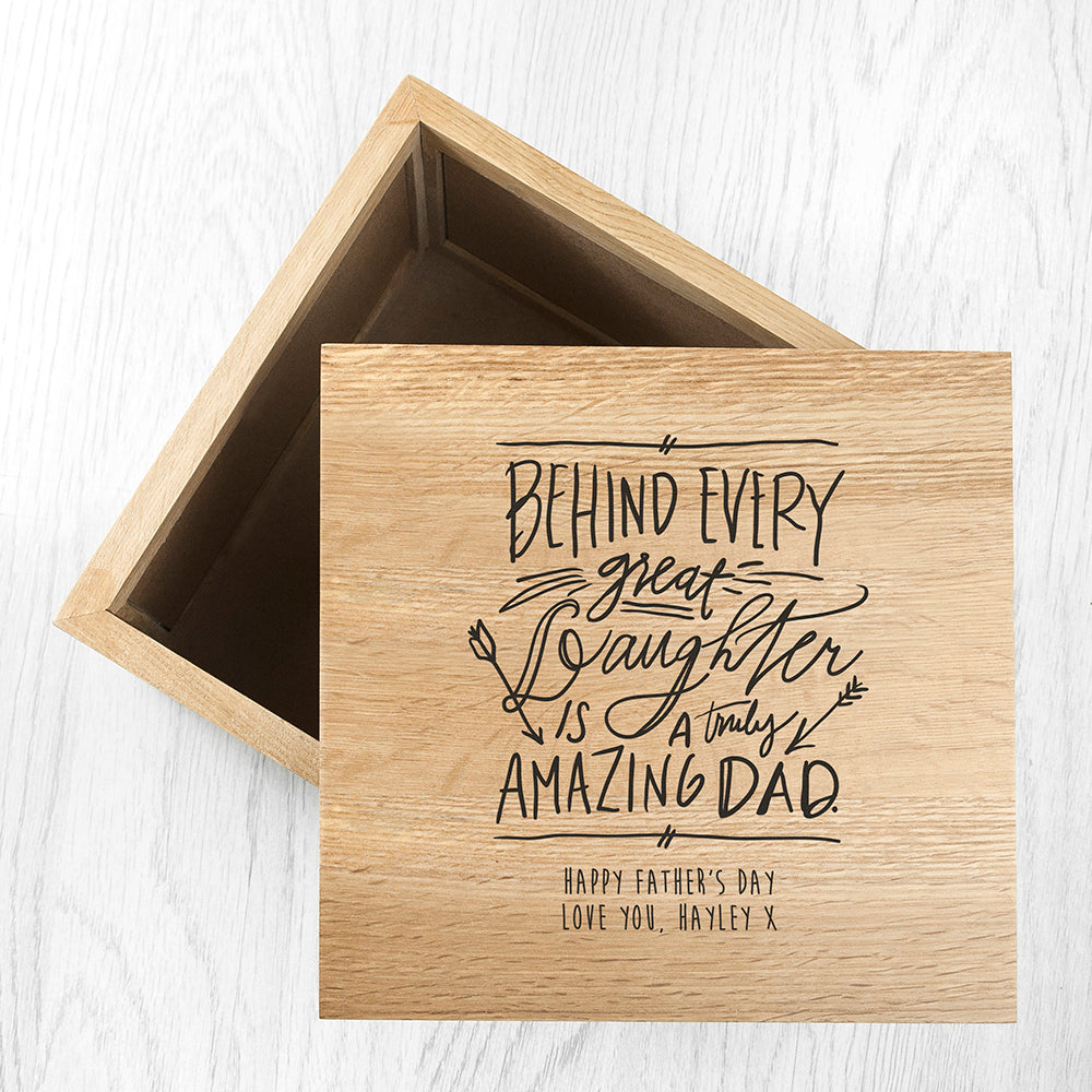 Personalised A Truly Amazing Dad Oak Photo Keepsake Box