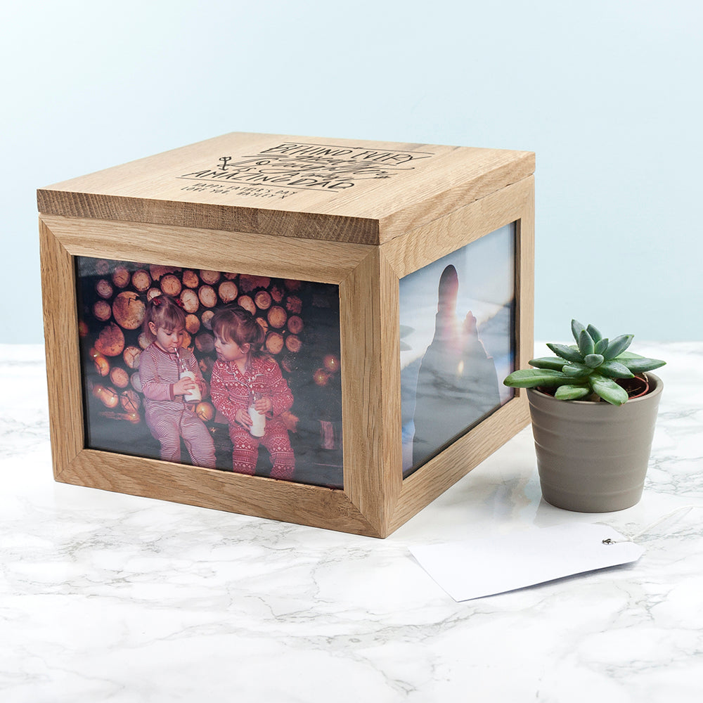 Personalised A Truly Amazing Dad Oak Photo Keepsake Box