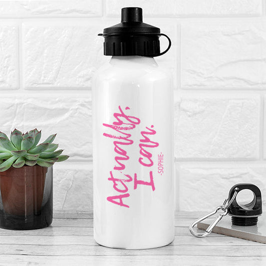 Actually I Can Handwritten White Water Bottle