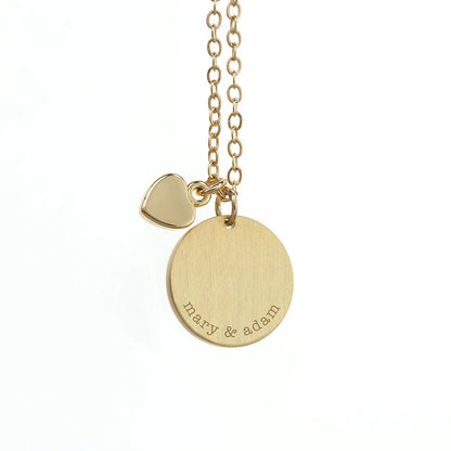 Personalised Disc and Heart Necklace