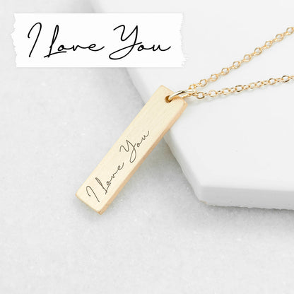 Personalised Handwriting Bar Necklace