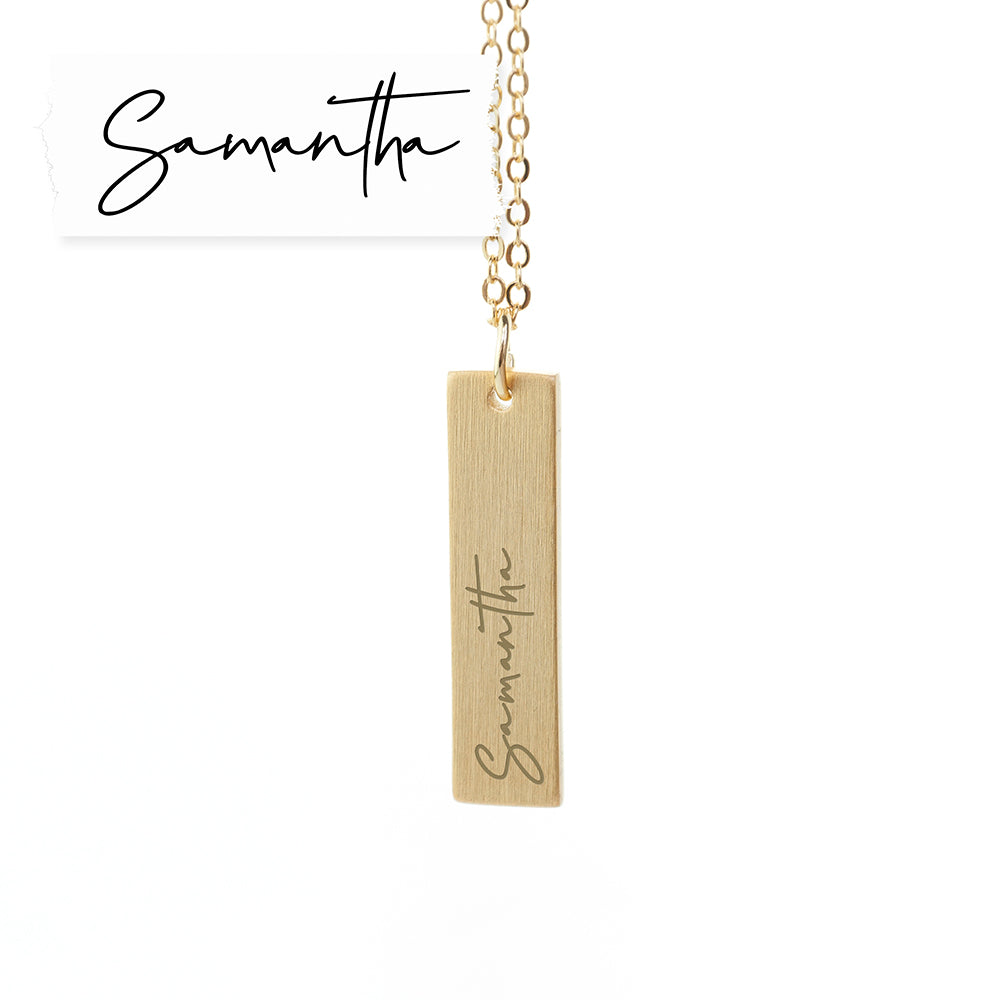 Personalised Handwriting Bar Necklace