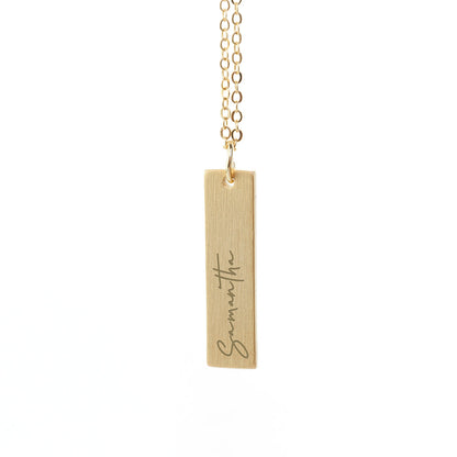 Personalised Handwriting Bar Necklace