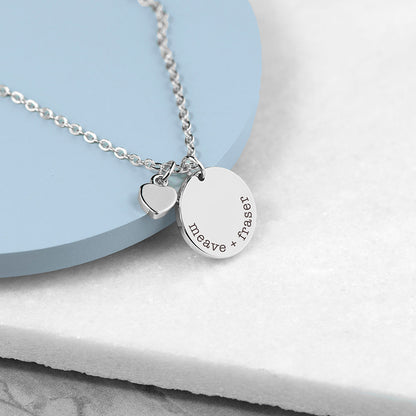 Personalised Polished Heart and Disc Necklace