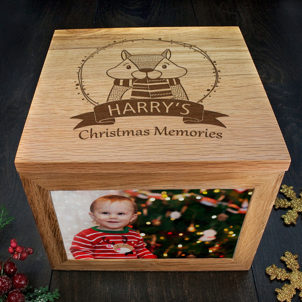 Personalised Woodland Chipmunk Christmas Memory Box