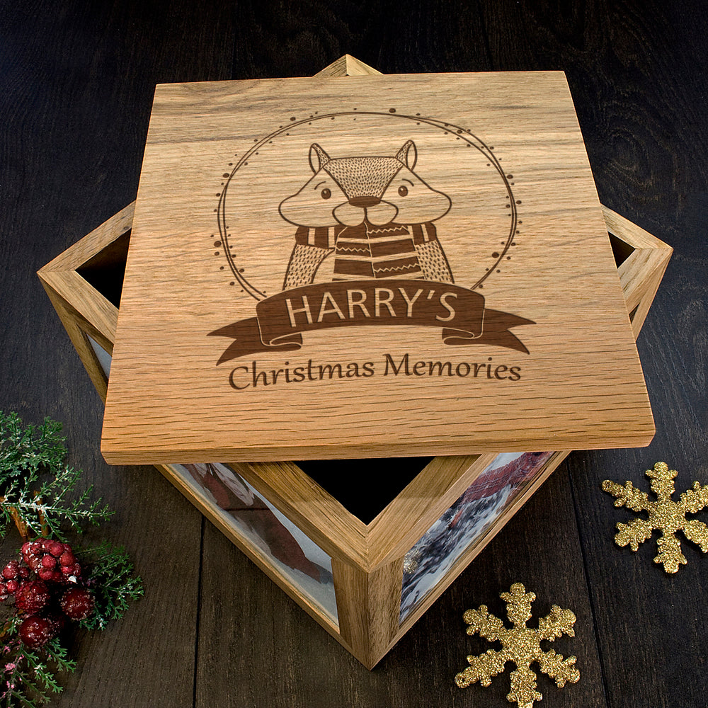 Personalised Woodland Chipmunk Christmas Memory Box