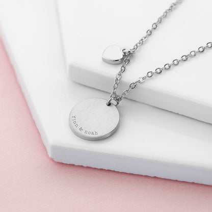 Personalised Disc and Heart Necklace