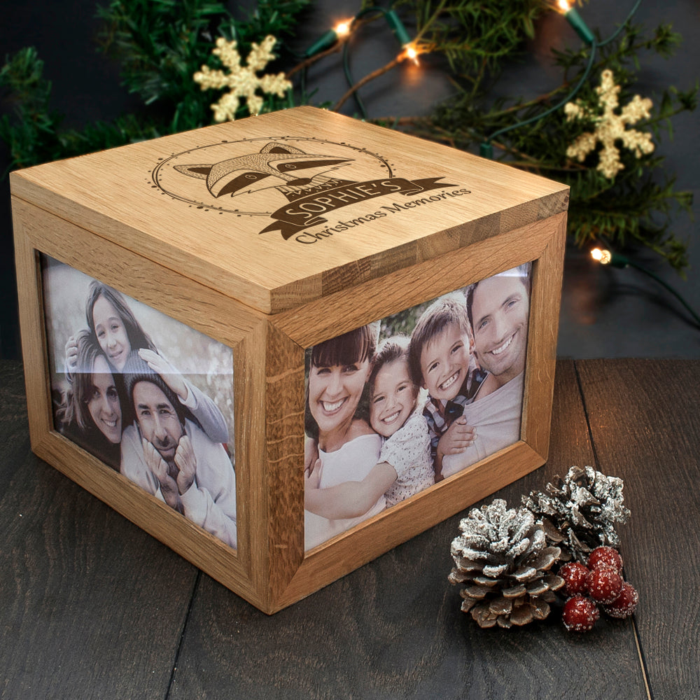 Personalised Woodland Raccoon Christmas Memory Box