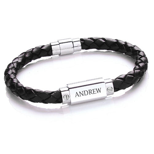 Personalised Mens Leather Bracelet