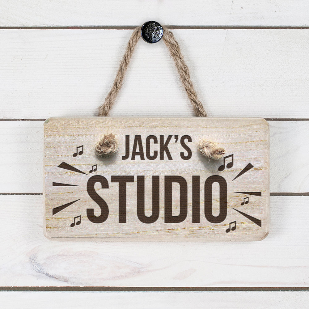 Personalised Wooden Music Studio Sign
