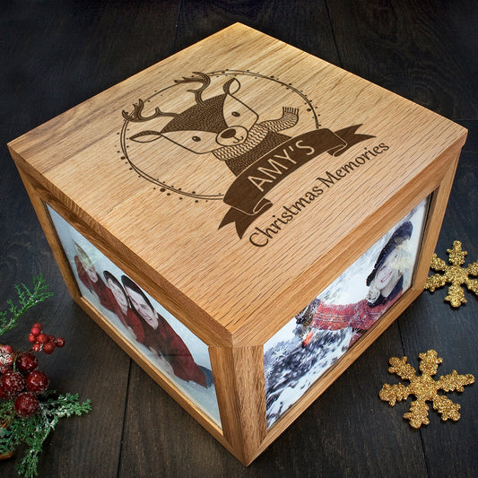Personalised Woodland Reindeer Christmas Memory Box