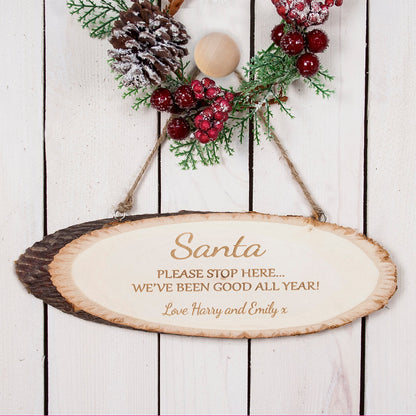 Santa Please Stop Here Wooden Sign 