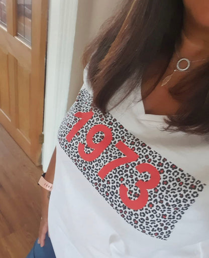 Personalised Leopard Print Year T-Shirt
