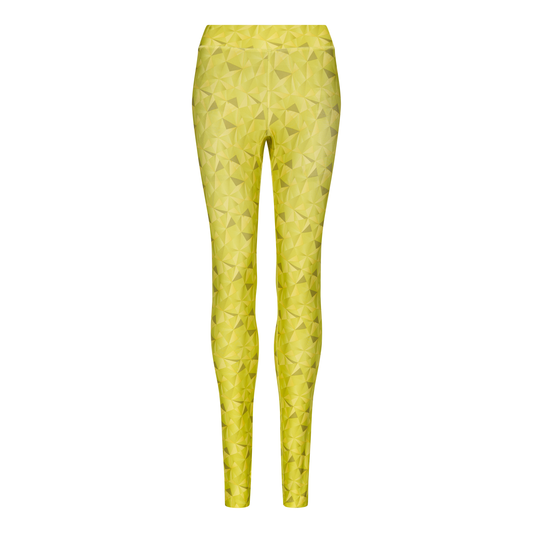 Yellow Geo Patterned Leggings for Women
